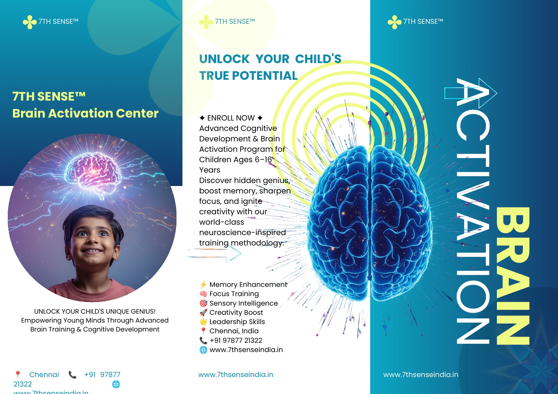 7th Sense Brain Activation brochure - Unlock Your Child's True Potential