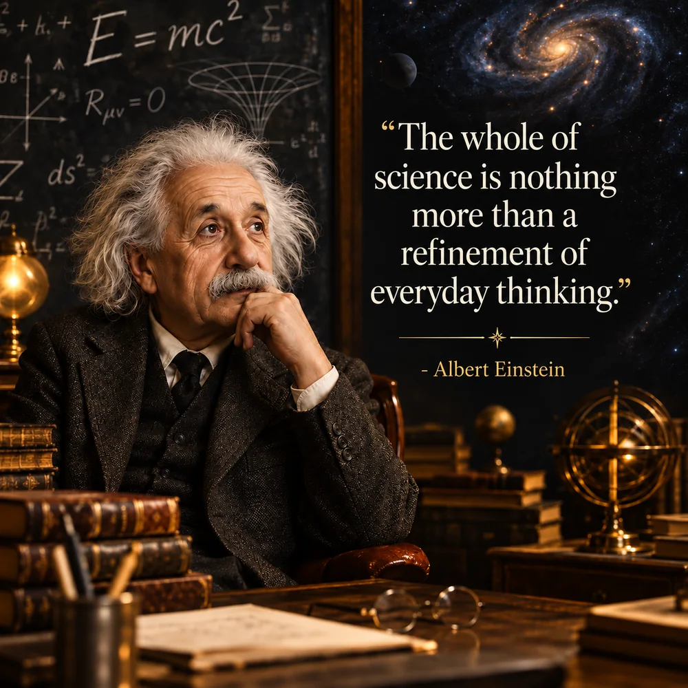 Albert Einstein quote: The whole of science is nothing more than a refinement of everyday thinking.